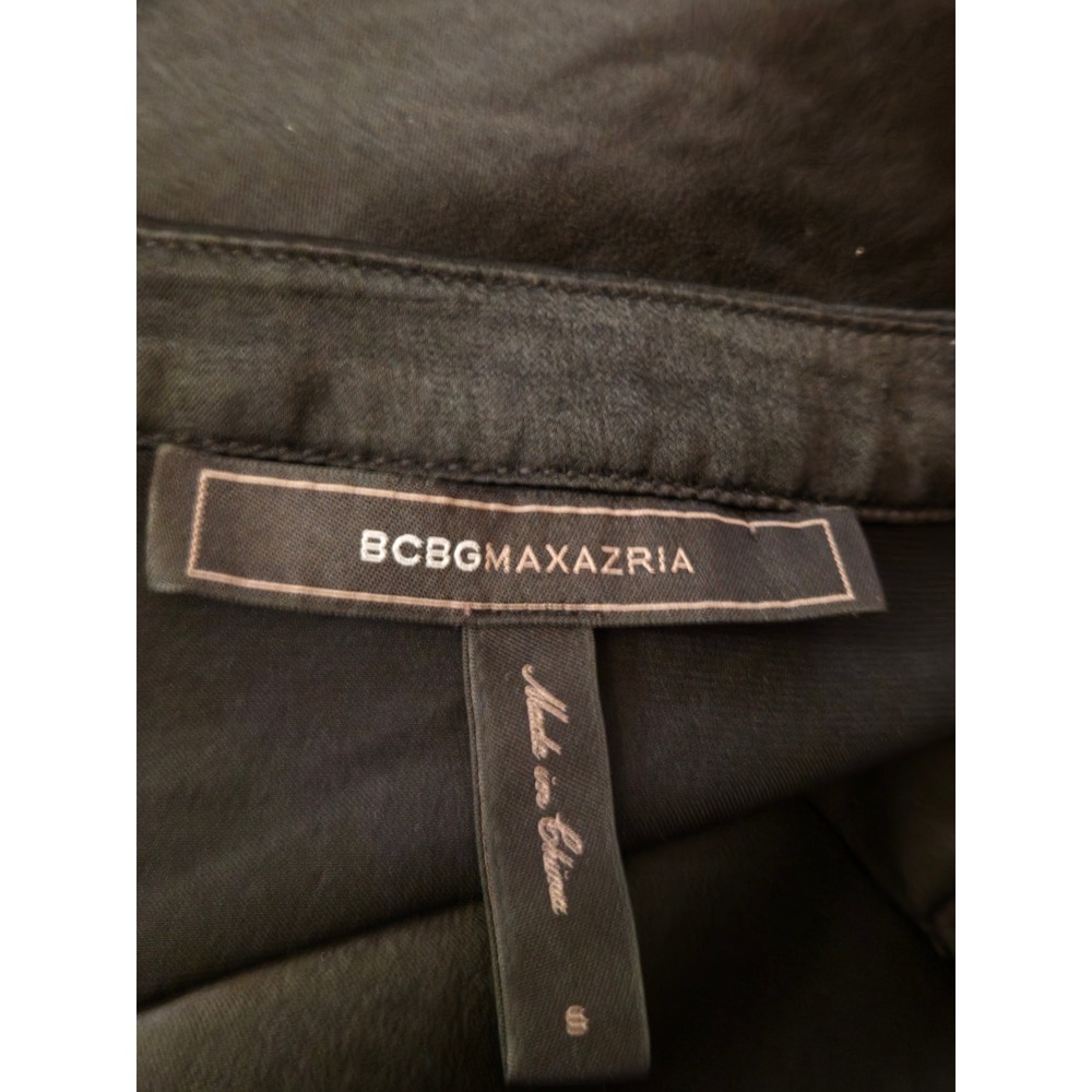 BCBGMAXAZRIA Eddie Asymmetrical Black Satin Dress Long Sleeve V-Neck Small - Picture 4 of 6